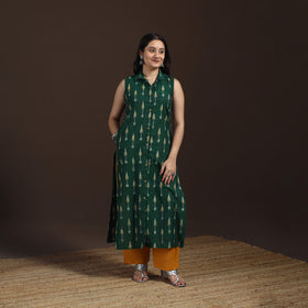 Pochampally Ikat Cotton Sleeveless Straight Long Kurta for Women 46