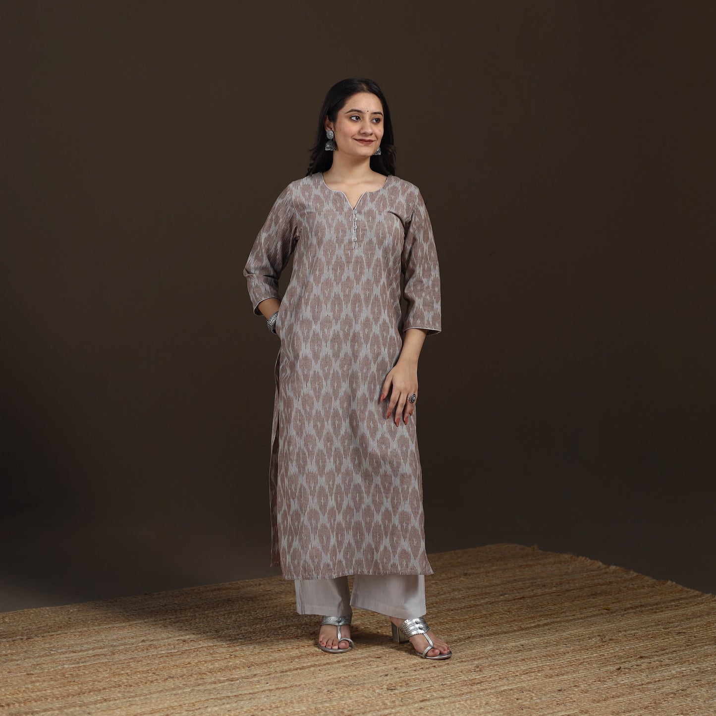 Pochampally Ikat Cotton Straight Long Kurta for Women 31