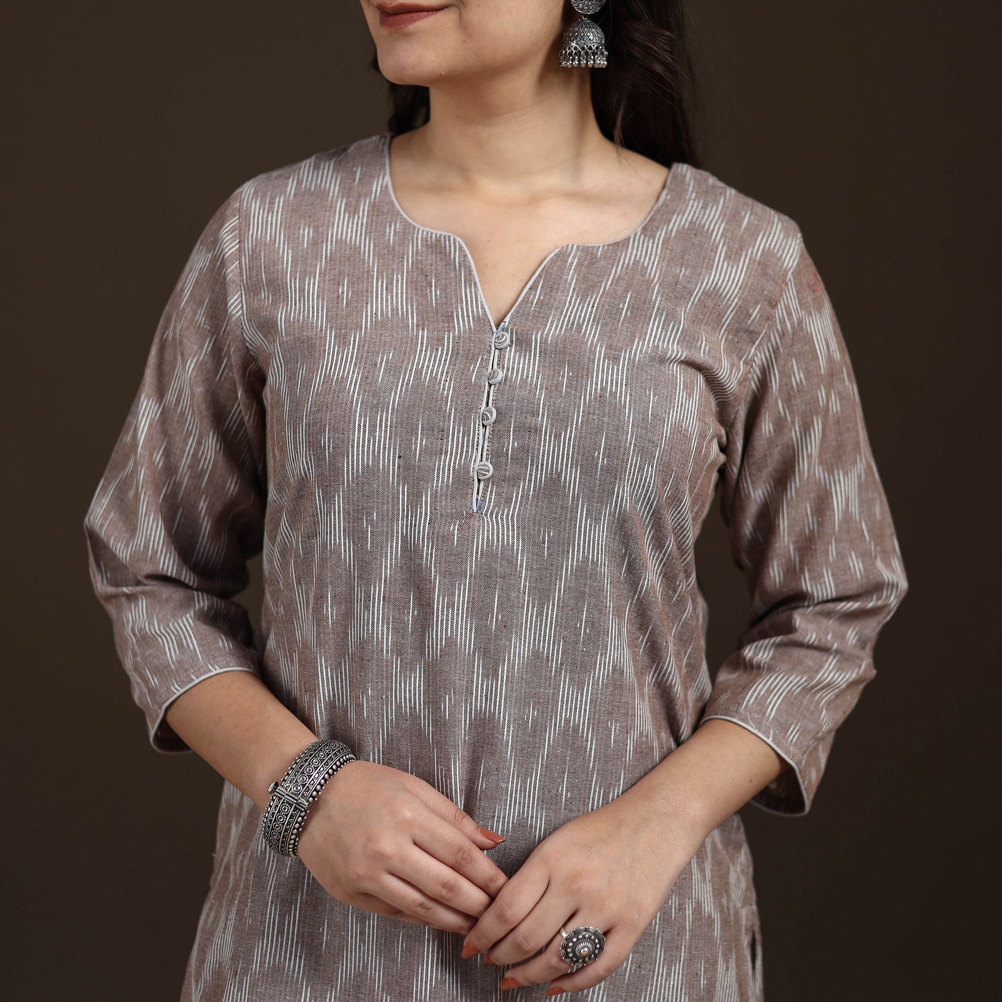 Pochampally Ikat Cotton Straight Long Kurta for Women 31