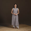 Pochampally Ikat Cotton Sleeveless Straight Long Kurta for Women 45