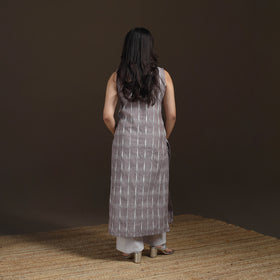 Pochampally Ikat Cotton Sleeveless Straight Long Kurta for Women 45
