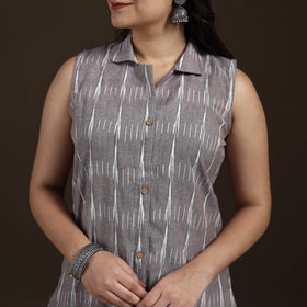 Pochampally Ikat Cotton Sleeveless Straight Long Kurta for Women 45