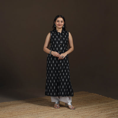 Pochampally Ikat Cotton Sleeveless Straight Long Kurta for Women 44