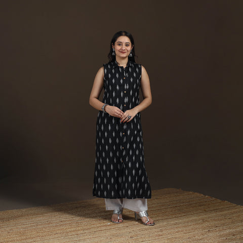 Pochampally Ikat Cotton Sleeveless Straight Long Kurta for Women 44