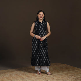 Pochampally Ikat Cotton Sleeveless Straight Long Kurta for Women 44