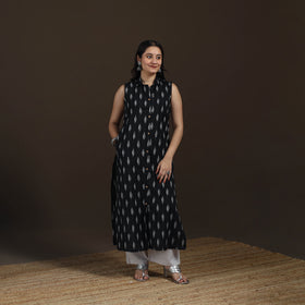 Pochampally Ikat Cotton Sleeveless Straight Long Kurta for Women 44