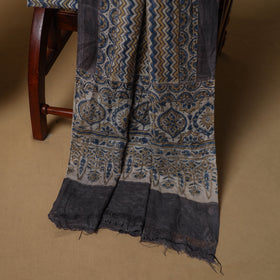 Woolen Ajrakh Hand Block Print Unstitched Dress Material: Kurta, Bottom with Dupatta 01