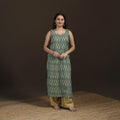 Pochampally Ikat Cotton Sleeveless Straight Long Kurta for Women 43