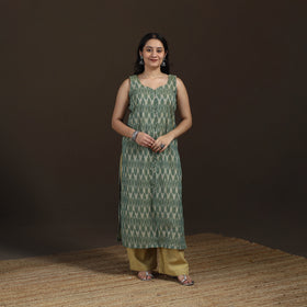 Pochampally Ikat Cotton Sleeveless Straight Long Kurta for Women 43