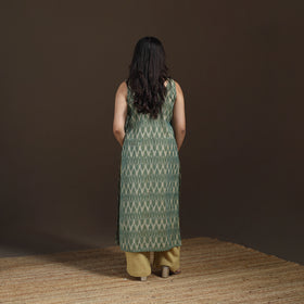 Pochampally Ikat Cotton Sleeveless Straight Long Kurta for Women 43