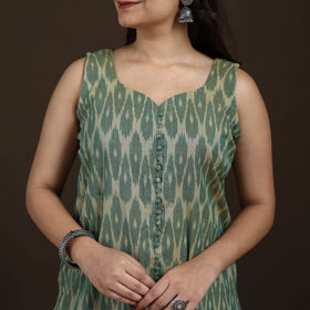 Pochampally Ikat Cotton Sleeveless Straight Long Kurta for Women 43