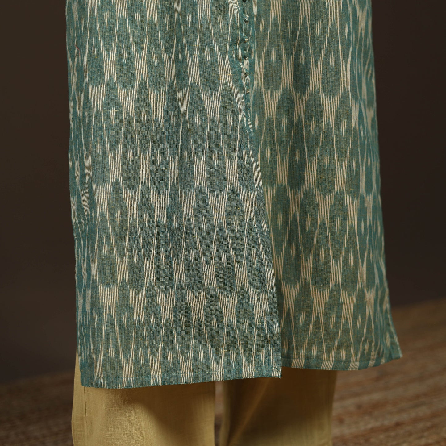 Pochampally Ikat Cotton Sleeveless Straight Long Kurta for Women 43