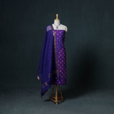 Lucknowi Chikankari Hand Work Unstitched Dress Material: Kurta & Dupatta with Jewellery 24