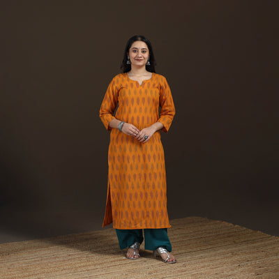 Pochampally Ikat Cotton Straight Long Kurta for Women 19
