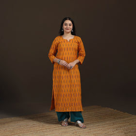 Pochampally Ikat Cotton Straight Long Kurta for Women 19