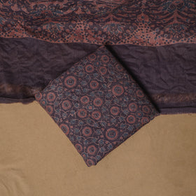 Woolen Ajrakh Hand Block Print Unstitched Dress Material: Kurta, Bottom with Dupatta 02