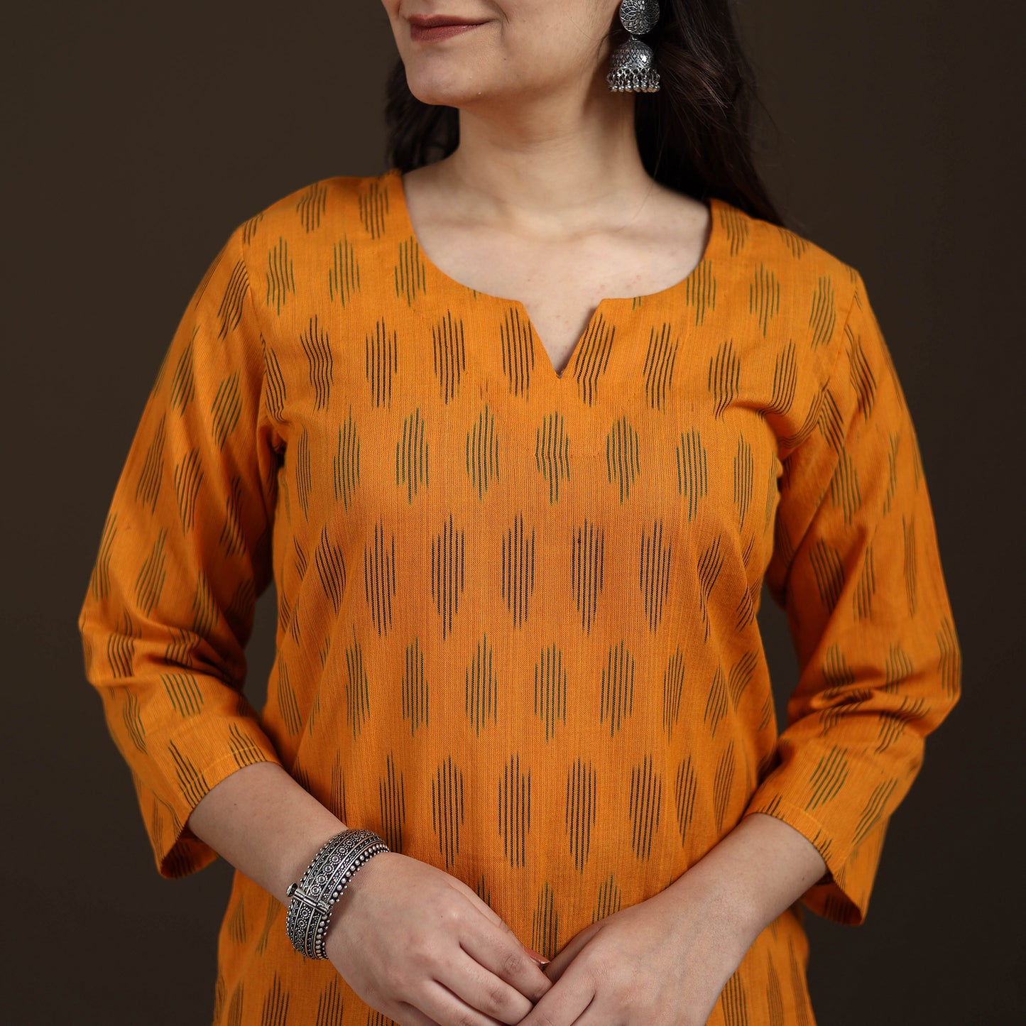 Pochampally Ikat Cotton Straight Long Kurta for Women 19