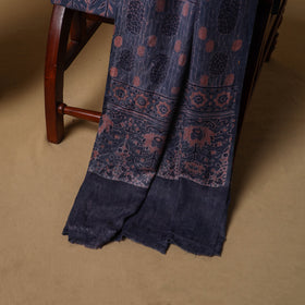 Woolen Ajrakh Hand Block Print Unstitched Dress Material: Kurta, Bottom with Dupatta 03