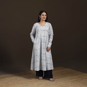 Pochampally Ikat Cotton A-Line Long Kurta for Women 08