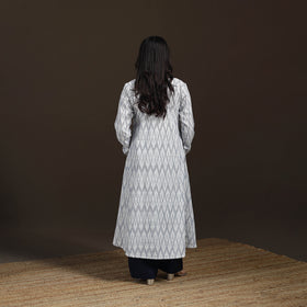 Pochampally Ikat Cotton A-Line Long Kurta for Women 08