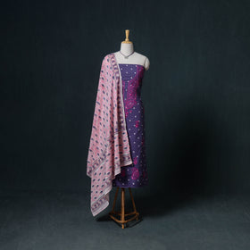 Lucknowi Chikankari Hand Work Unstitched Dress Material: Kurta & Dupatta with Jewellery 25