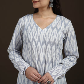 Pochampally Ikat Cotton A-Line Long Kurta for Women 08
