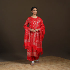 Banarasi Brocade Katan Silk Suit Set with Dupatta for Women 11