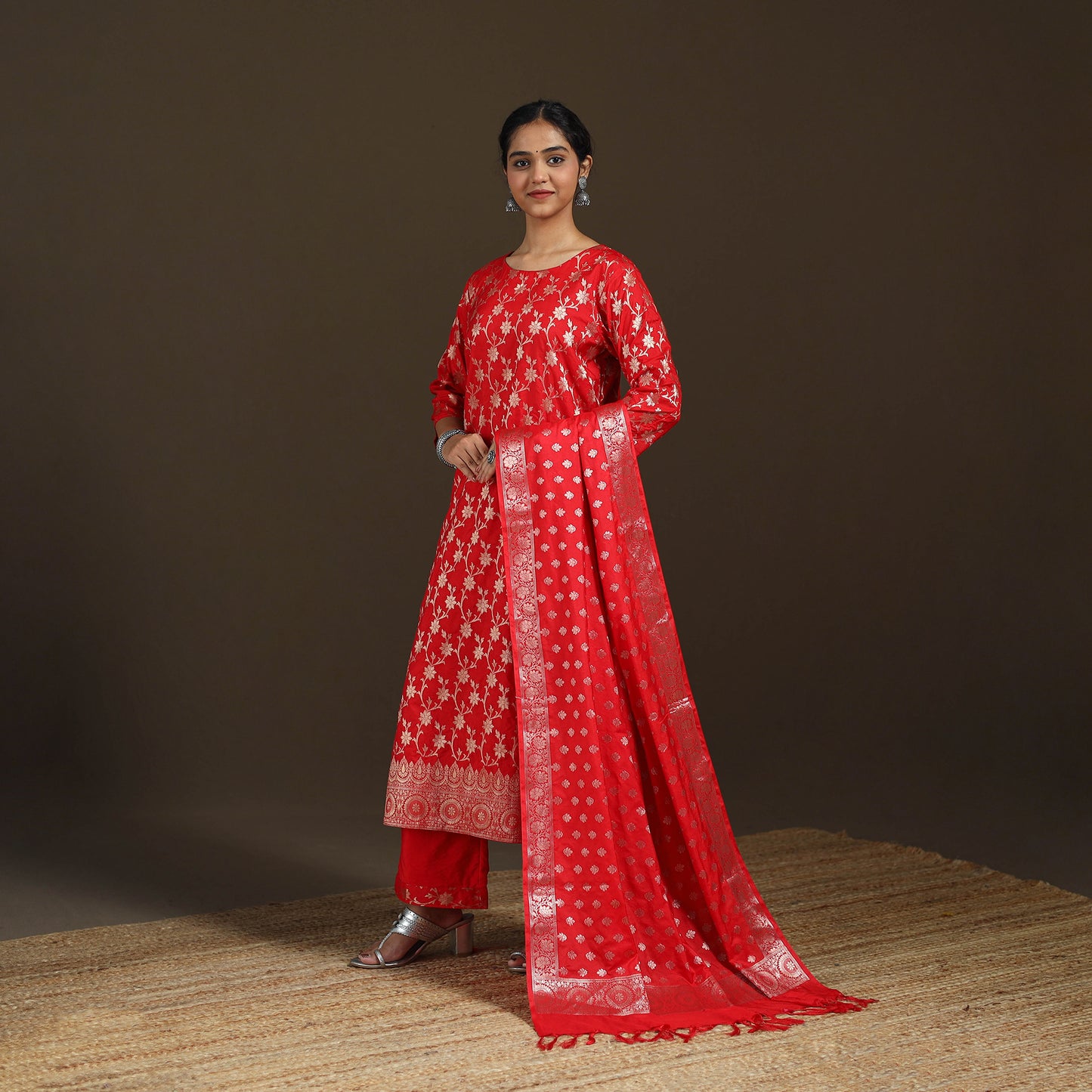 Banarasi Brocade Katan Silk Suit Set with Dupatta for Women 11