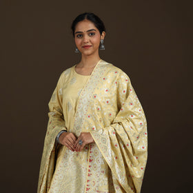Banarasi Brocade Chiniya Silk Suit Set with Dupatta for Women 10