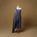 Woolen Ajrakh Hand Block Print Unstitched Dress Material: Kurta, Bottom with Dupatta 07