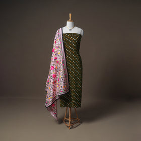 Bandhani Cotton Unstitched Dress Material: Kurta & Dupatta with Jewellery 20