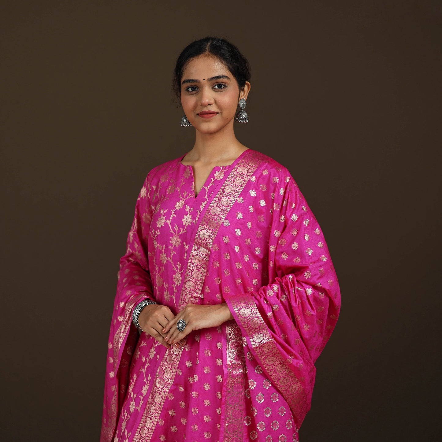 Banarasi Brocade Katan Silk Suit Set with Dupatta for Women 09