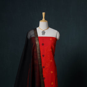 Lucknowi Chikankari Hand Work Unstitched Dress Material: Kurta & Dupatta with Jewellery 28