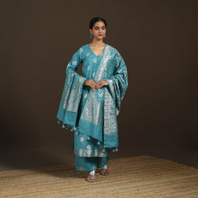 Banarasi Brocade Chiniya Silk Suit Set with Dupatta for Women 03