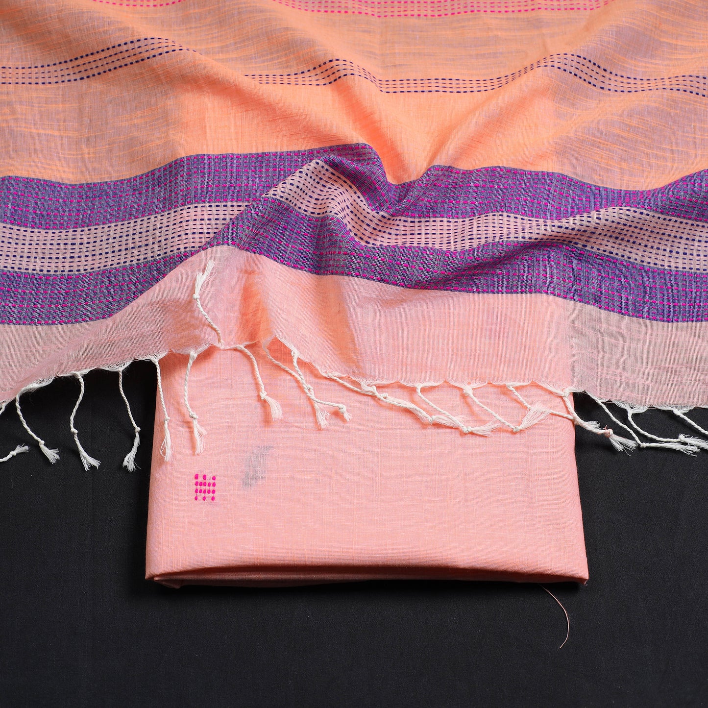 Peach - 2pc Phulia Jacquard Weave Handloom Cotton Suit Material Set