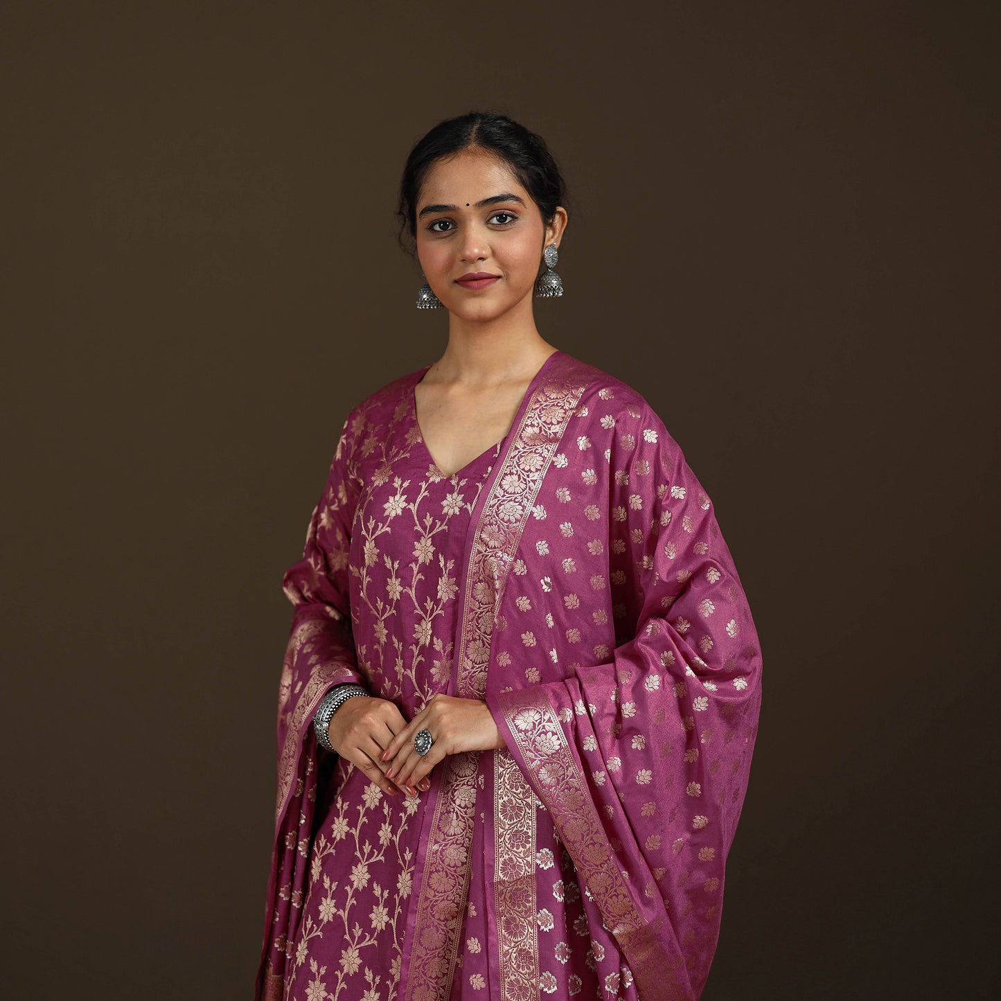 Banarasi Brocade Katan Silk Suit Set with Dupatta for Women 08