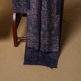 Woolen Ajrakh Hand Block Print Unstitched Dress Material: Kurta, Bottom with Dupatta 09