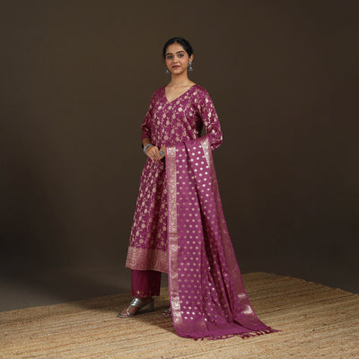 Banarasi Brocade Katan Silk Suit Set with Dupatta for Women 08