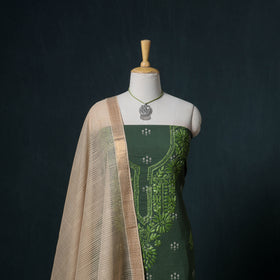 Lucknowi Chikankari Hand Work Unstitched Dress Material: Kurta & Dupatta with Jewellery 30
