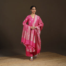 Banarasi Brocade Chiniya Silk Suit Set with Dupatta for Women 01