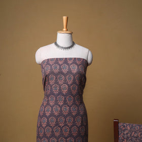 Woolen Ajrakh Hand Block Print Unstitched Dress Material: Kurta, Bottom with Dupatta 10