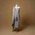 Woolen Ajrakh Hand Block Print Unstitched Dress Material: Kurta, Bottom with Dupatta 11