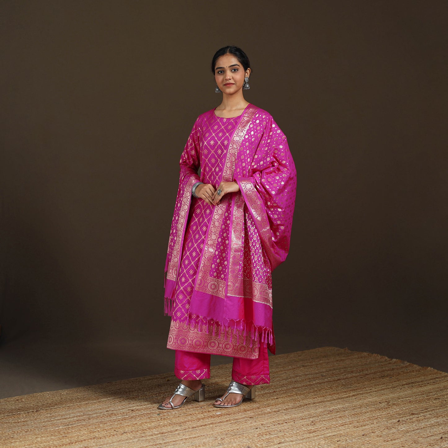 Banarasi Brocade Katan Silk Suit Set with Dupatta for Women 06