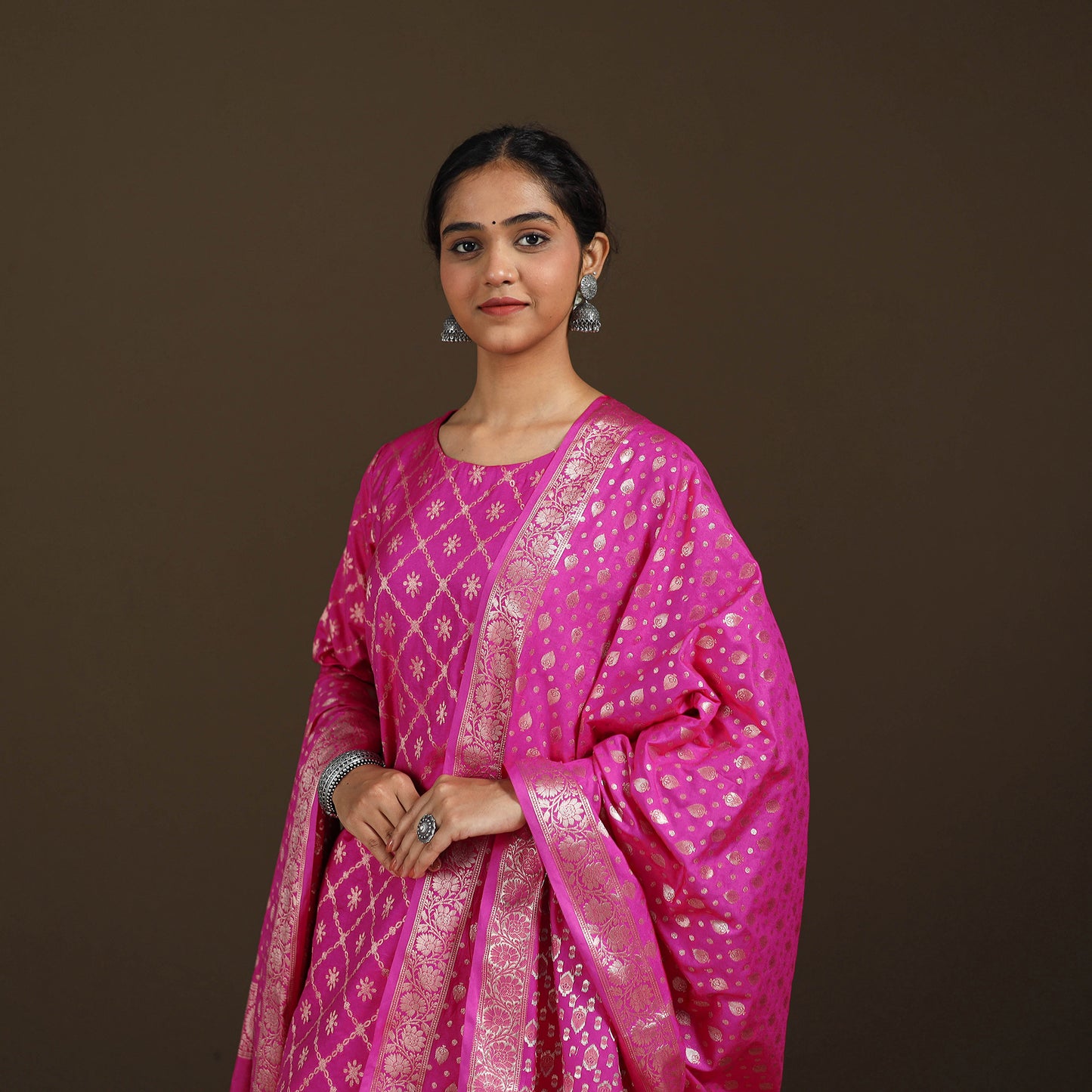Banarasi Brocade Katan Silk Suit Set with Dupatta for Women 06