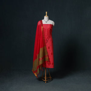 Lucknowi Chikankari Hand Work Unstitched Dress Material: Kurta & Dupatta with Jewellery 31