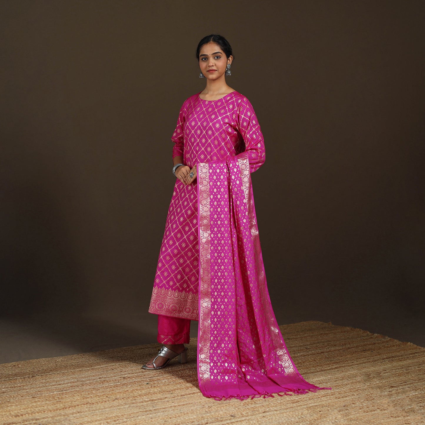 Banarasi Brocade Katan Silk Suit Set with Dupatta for Women 06