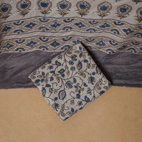 Woolen Ajrakh Hand Block Print Unstitched Dress Material: Kurta, Bottom with Dupatta 11