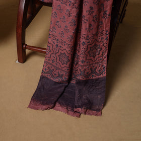 Woolen Ajrakh Hand Block Print Unstitched Dress Material: Kurta, Bottom with Dupatta 12