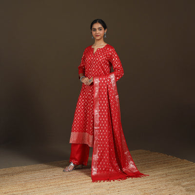 Banarasi Brocade Katan Silk Suit Set with Dupatta for Women 14