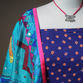 Bandhani Cotton Unstitched Dress Material: Kurta & Dupatta with Jewellery 25